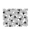 Black and white Ginkgo leaf pattern stencil for arts and crafts, ideal for fabric, wall art, and DIY projects.