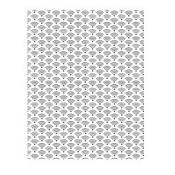 Black and white silkscreen stencil pattern with semi-circular designs for arts and crafts.