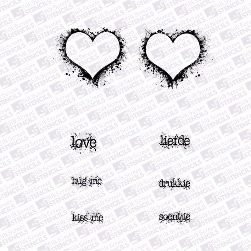 Hearts with words | Silkscreen Stencils