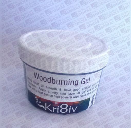 Woodburning gel used with a silkscreen