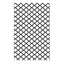 Intricate black and white silk screen stencil featuring a repeating geometric pattern, perfect for textile, wall art, and craft projects. High-quality stencil for professional results.